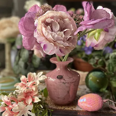 Buy Bouquet VASE Studio PHOENICIAN ‘Mdina’ Malta Glass Pink Signed - Vintage Wedding • 14.99£
