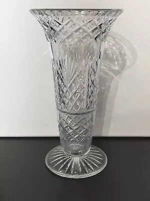 Buy Antique Royal Doulton Webb Corbett Clear Cut Lead Crystal Trumpet Vase VGC • 54£