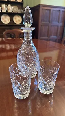 Buy Lead Crystal Cut Glass Decanter And Matching Pair Of Glasses • 14.99£