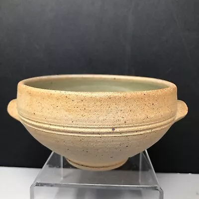 Buy Leach Stoneware Lugged Soup Bowl Ash Glaze Interior, Unglazed Exterior #758 • 35£