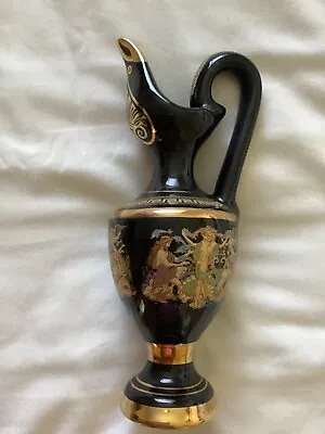 Buy Vintage 24K Gold Jug Urn Vase Ornament￼ Hand Made Black/Gold Overlay • 12.99£