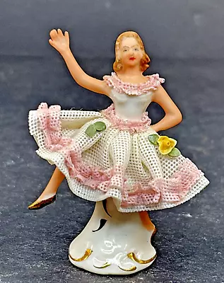 Buy Dresden Germany Porcelain Lace Dancing Ballerina Lady Figurine CROWN N 3  • 41.70£