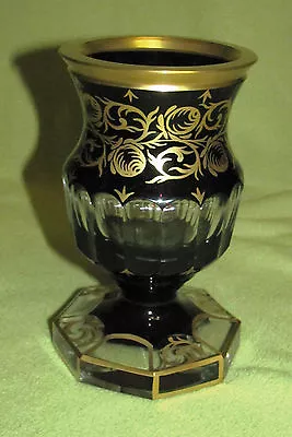 Buy Art Deco Vase Crystal Glass Red-Transp-Gold • 112.29£
