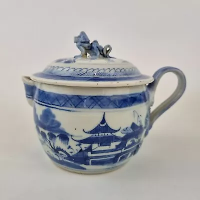 Buy Antique 19th Century Chinese Blue And White Cider Jug And Cover  • 95£