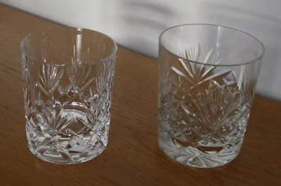 Buy 2 X Unmatched Vintage Cut Glass Crystal Whisky Tumblers / Glasses  - 9 & 9.5 Cm • 10.95£