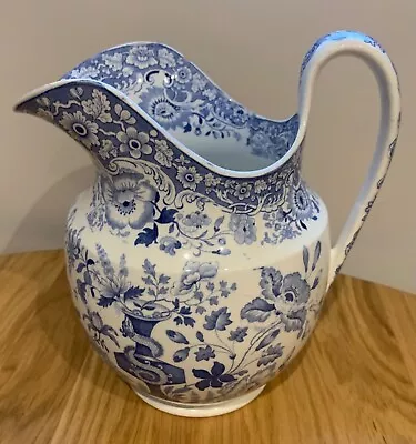 Buy Rare Minton Florentine Large Pitcher Jug Blue And White Opaque China Circa 1830 • 35£