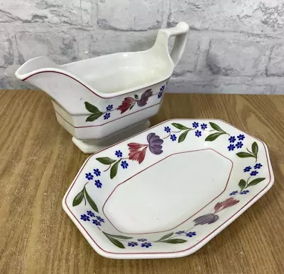 Buy Adams Ironstone Vintage   Old Colonial  Gravy / Sauce Boat And Dish (PG114G) • 9£