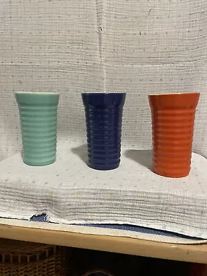 Buy Bauer California Pottery 8  Blue, Orange, Green, Ring Ware Vase Unmarked • 62.59£