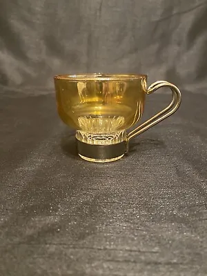 Buy 6 X Vintage 1970's Italian Amber Iridescent Glass Espresso Cups  Metal Handles • 39.99£