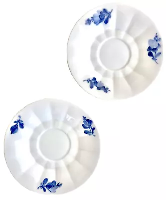 Buy Set 2 Vintage 40s Royal Copenhagen Blue Flowers Saucers Tea Denmark 8562 Rare EU • 37.85£