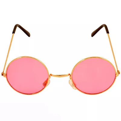 Buy Pink - Round Lennon Glasses Ozzy Hippie Hippy Fancy Dress 60s 70s Festival • 2.75£