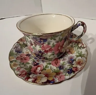 Buy James Kent China Chintz Tea Cup And Saucer Du Barry Floral • 11.38£