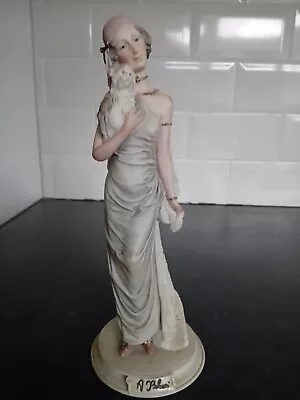 Buy A Belcari Vintage Italian Figurine Capodimonte Elegant Woman & Dog,  1987 • 13.50£