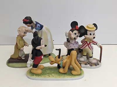 Buy 3 Vintage Walt Disney Ceramic Figurines - Snow White/Mickey+Pluto/ Mickey+Minnie • 19.99£