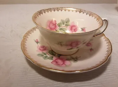 Buy Royal Grafton Fine Bone China -Gorgeous Footed Cup/Saucer -Pink Roses, Gold Trim • 13.30£