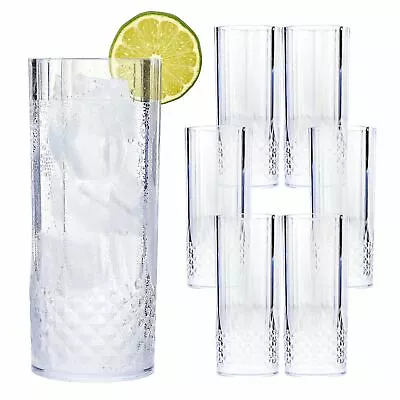 Buy Vintage Clear Crystal Effect Plastic Glasses Drinking Picnic Garden Acrylic • 12.49£