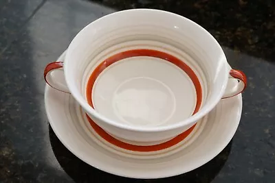Buy Grays Pottery - 2 Handled Soup Bowl & Saucer - Pattern D862 C.1955 • 3.95£