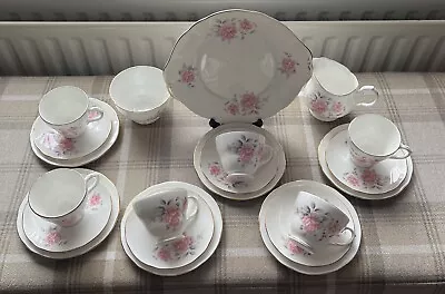 Buy Pretty Vintage Duchess Bone China 21 Piece Tea Set Pink Flowers • 34£