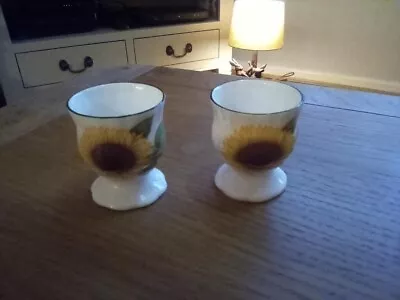 Buy Sunflower Egg Cups X 2 Fine Bone China Made In England • 6.99£