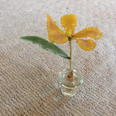 Buy Vintage Glass Flower Leaf In Pot Ornament Portugal 4.5” Wired • 5£