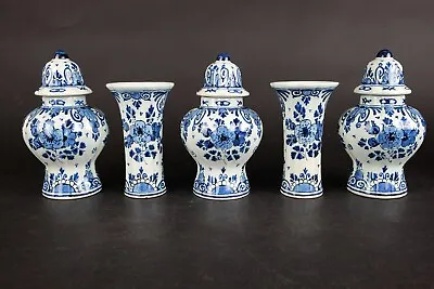 Buy Old Dutch Delft Blue Miniature Gartniture Of Vases 1900’s  12 Cm / 4.8 Inch • 359.73£