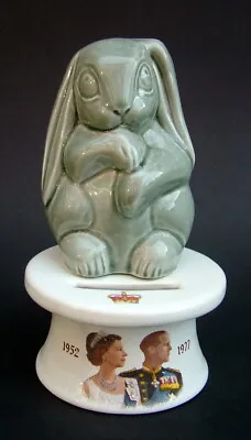 Buy Staffordshire Unusual Pottery Rabbit Money Box QEII Silver Jubilee 1977 In VGC • 15£