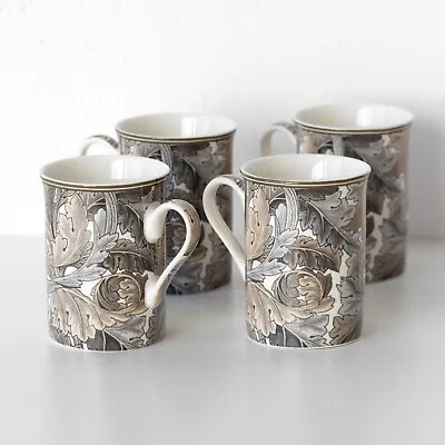 Buy Set Of 4 Dark Floral Coffee Mugs 260ml William Morris Acanthus Fine China Cups • 22£