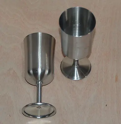Buy Winton Metal Wine Goblets Glasses 1970s Brushed SET OF 2 Stainless Steel • 13.40£