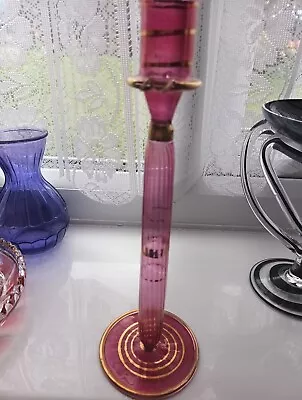 Buy Slim Tall Pedestal Candle Stick Holder Pale Burgundy And Gold • 6£