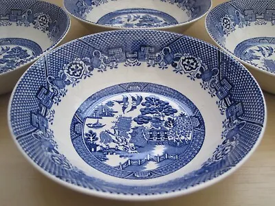 Buy 4 X Vintage Woods Ware Blue Willow Pattern 6.5 Inch Cereal Soup Dessert Bowls • 20£