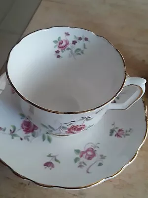 Buy Fine Bone China Crown Staffordshire Tea Cup And Saucer Set Pink Roses Design • 22.29£