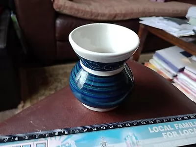 Buy Dragon Pottery Made In Wales Rhayader. Stunning Blue Glaze Welsh Vintage Vase • 6£