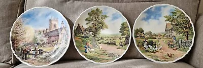 Buy Royal Doulton Bone China 'Village Life' Set Of Three Decorative Wall Plates • 30£