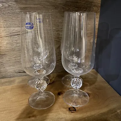 Buy 4 Bohemia Czechoslovakia Crystal Flute Wine Glasses • 34.97£