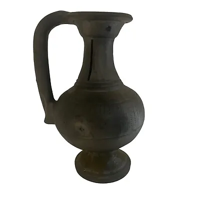 Buy Vintage Ceramic Jug Looks Like Metal Grey Decorated Small Round Gray Pitcher • 6.79£