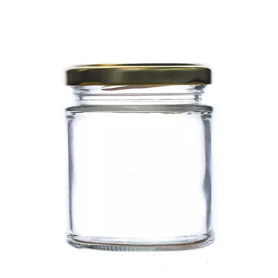 Buy Round Glass Jam Jars, 190ml (8oz) & Lids, Preserves Chutney Honey Pickle Deluxe • 22.99£