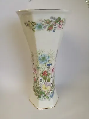 Buy Aynsley  Wild Tudor  Fine Bone China Vase Hexagonal Top 225mm High • 10£