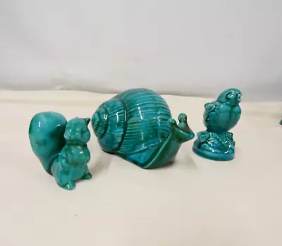 Buy Vintage Anglia Pottery Turquoise / Teal Bird / Squirrel / Snail (Hol) • 7.99£