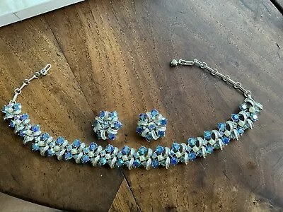 Buy Vintage 1950s Blue Glass Necklace With Earrings Compton Brook Isle Of Wight • 5.50£