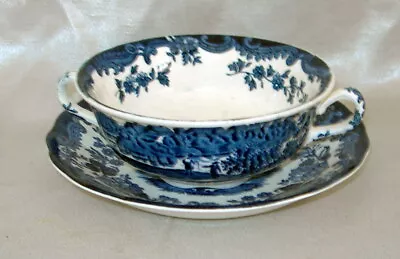 Buy  1790 Avon Scenes Palissy Royal Worcester BLUE CREAM SOUP BOWL & SAUCER  • 22.05£