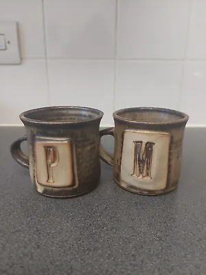 Buy  Studio Pottery Brown Grey Mix Initial Tea Coffe Medium Mug Set Of 2 Decorative  • 8£