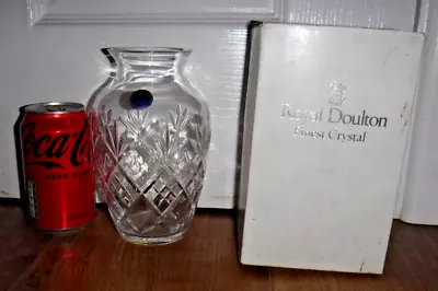 Buy Royal Doulton Crystal Cut Glass Vase ~ 6.75  High ~ Boxed • 9.99£