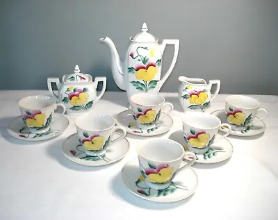 Buy Vintage Porcelain Wales Tea Set Pansy Flower 17 Piece JAPAN - Child’s? Ex Cond! • 72.01£