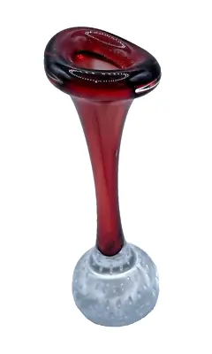 Buy Vase Jack In The Pulpit Handblown Glass Spill Heavy Scarlett Red Art 7  Vintage • 19.55£