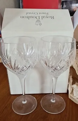 Buy 2 Set Of Two Boxed Royal Doulton Finest Crystal Glasses (Set Of 4 Goblet) • 60£