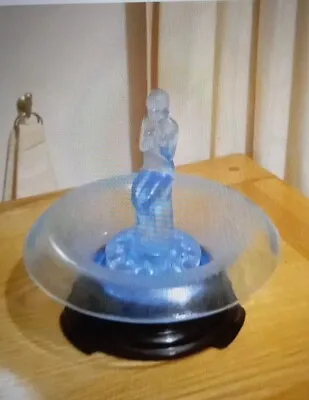 Buy Art Deco Lovely Blue Glass Seated Lady Bowl And Black Plinth By Sowerby. • 29.99£