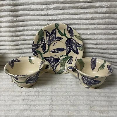Buy Vintage Emma Bridgewater Blue Striped Tulips   Large Cups & Saucer Hand Painted • 99.99£