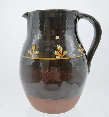 Buy Hand Made Shap Pottery Thrown Earthenware Brown Jug With Tan Pattern - 7  High • 16£