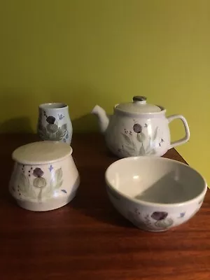 Buy Buchan Stoneware Pottery Thistle Pattern Tea Set - Teapot Lidded Pot Sugar Bowl • 19.99£