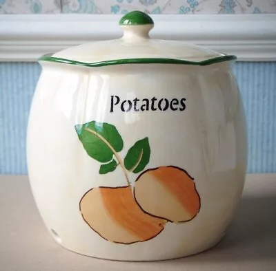 Buy Homemaker Ceramics Potato Crock With Lid, Kitchen Storage, Hand Painted, Cream • 12.95£